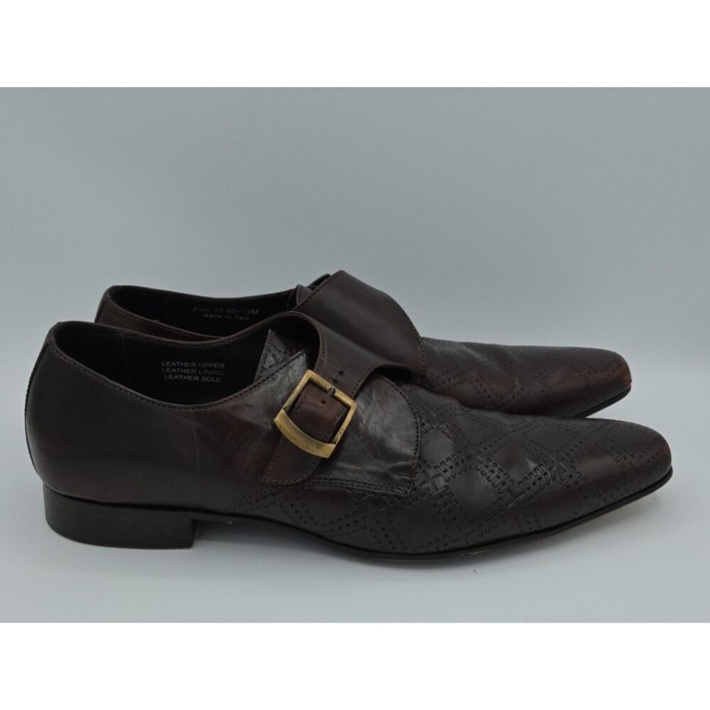 Paul Fredrick Dark Brown Leather Loafers Monk Strap Size 13 US Made In Italy - Picture 5 of 8
